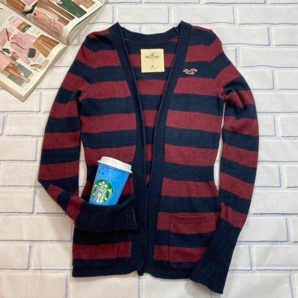 Hollister Co. Sweaters - Hollister Cardigan Striped Red Navy Sweater knit